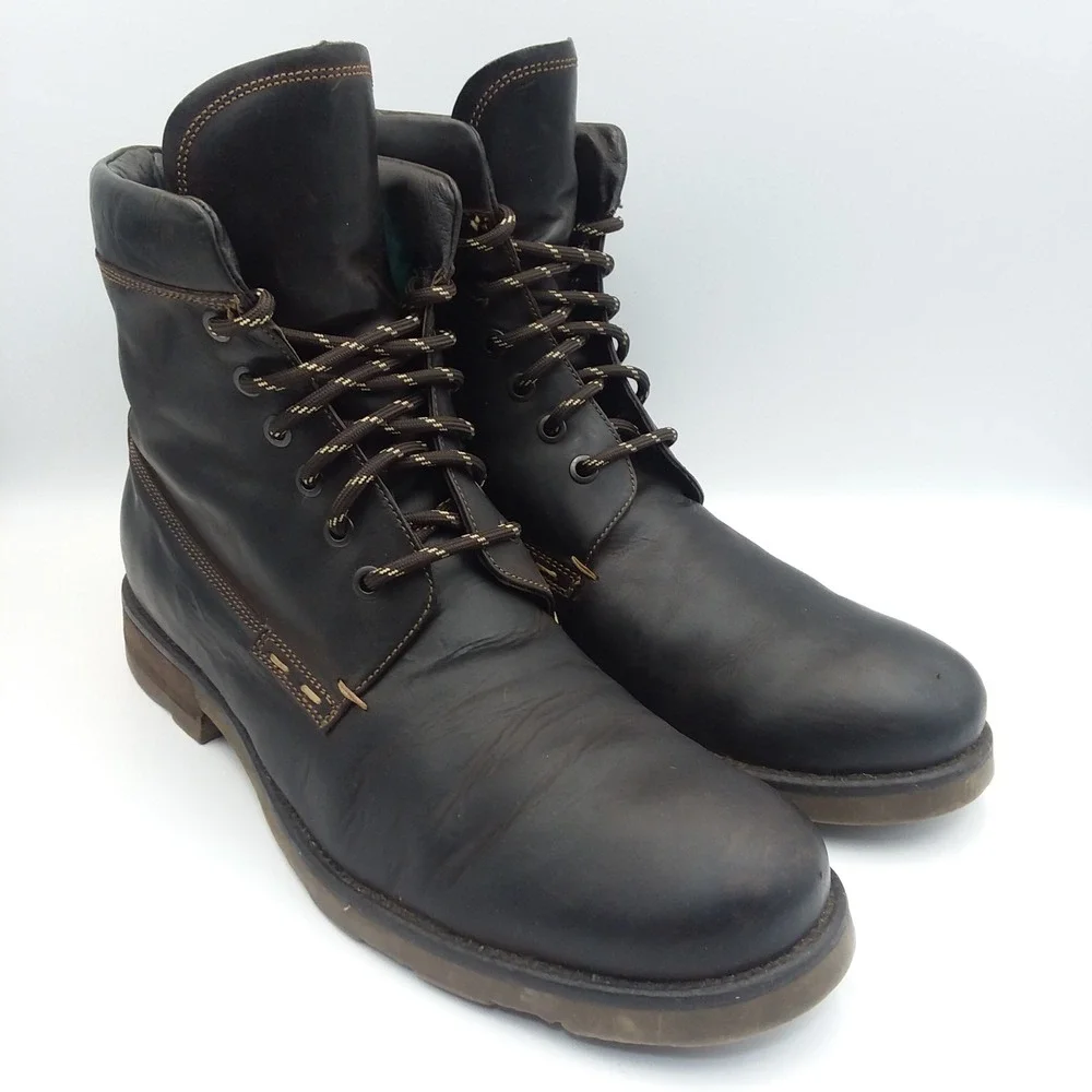 Wallin & Bros Lace Up Leather Boots Men EU44 US‎ 10.5 Dark Brown Work Utility